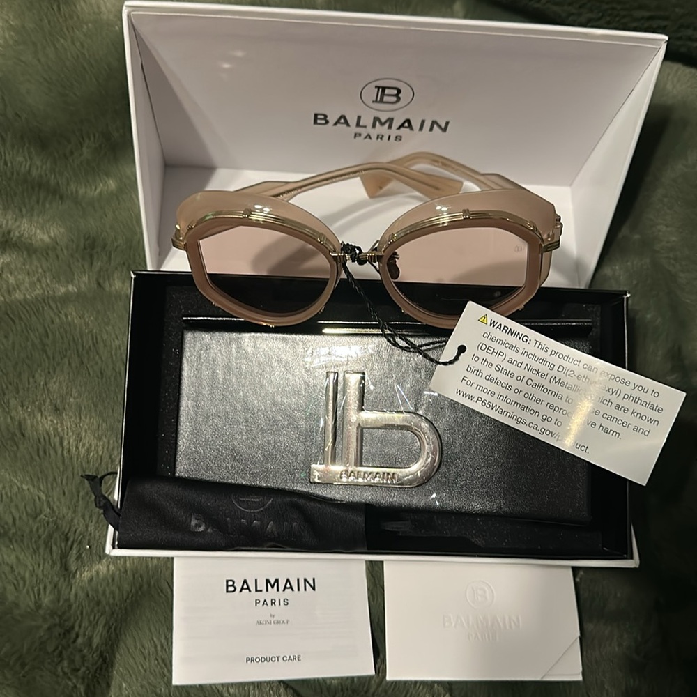 Balmain Beige and Gold Women's Sunglasses NWT/BOXES